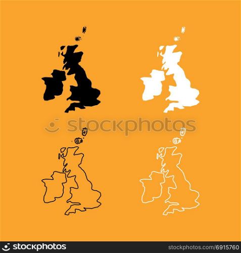 Map of United Kingdom set black and white icon .