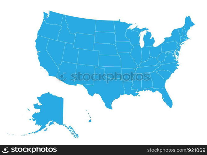 Map of United state of America. High detailed vector map - United state of America.