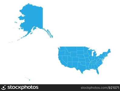 Map of United state of America Mercator. High detailed vector map - United state of America Mercator.