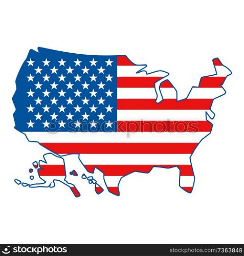 Map of United States of America. American Flag colors.. Map of United States of America.