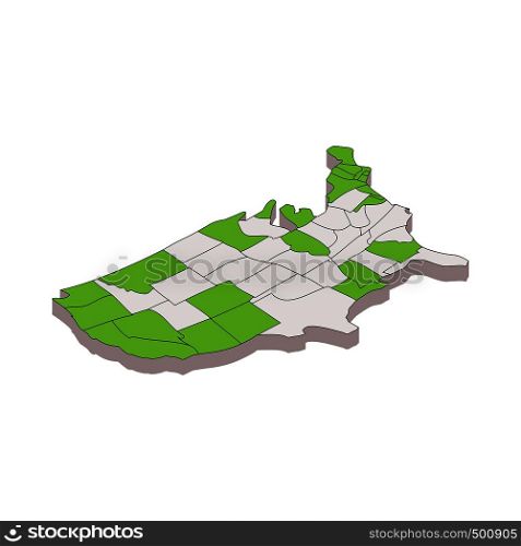 Map of USA with places of legal sale of marijuana icon in isometric 3d style on a white background. Map of USA with places of legal sale of marijuana