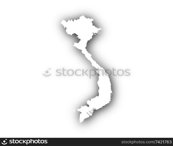 Map of Vietnam with shadow