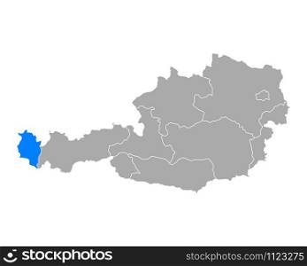 Map of Vorarlberg in Austria