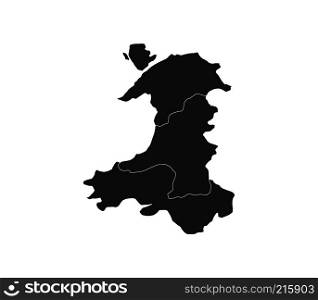 map of Wales with regions