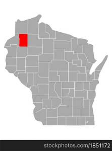 Map of Washburn in Wisconsin