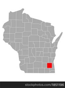 Map of Waukesha in Wisconsin