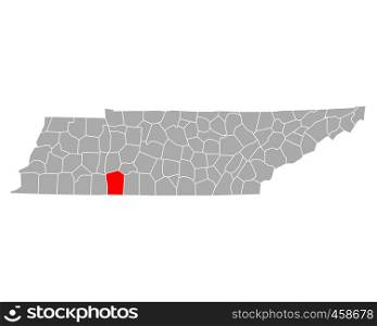 Map of Wayne in Tennessee