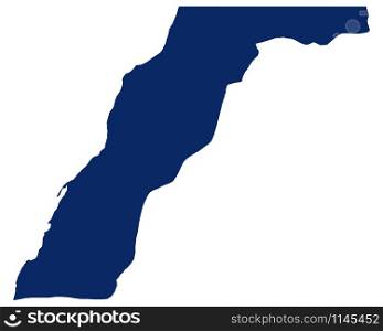 Map of Western Sahara in blue colour