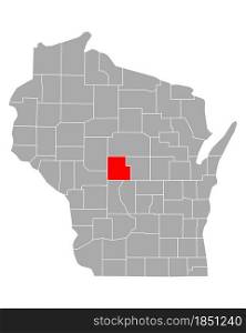 Map of Wood in Wisconsin