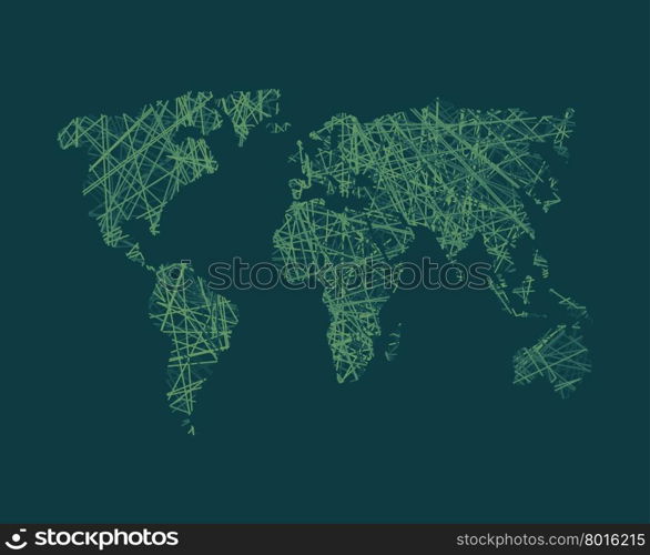Map of World network. Continents of planet Earth. Business concept illustration link in world. World Wide Web around globe.&#xA;