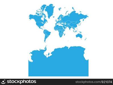 Map of world With Antarctica. High detailed vector map - .