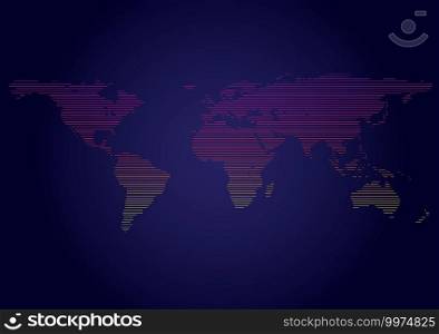 map of world with line and spectrum gradient color, vector EPS10, Element of this image furnished by Nasa