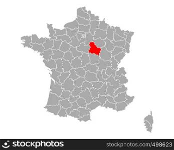 Map of Yonne in France