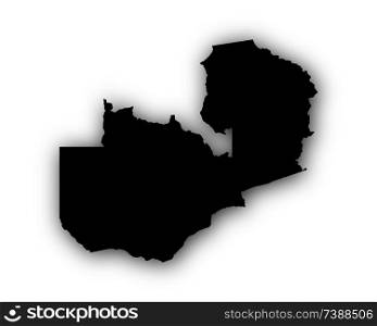 Map of Zambia with shadow