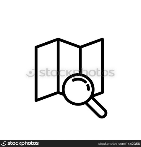 Map paper navigation with magnifying glass vector travel concept isolated on white background