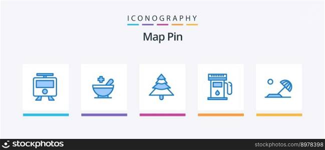 Map Pin Blue 5 Icon Pack Including sun. destination. plant. beach. maps. Creative Icons Design