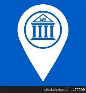 Map pin icon white isolated on blue background vector illustration. Map pin icon white