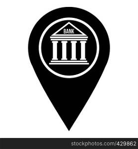 Map pin icon with bank sign icon. Simple illustration of map pin icon with bank sign vector icon for web. Map pin icon with bank sign icon, simple style