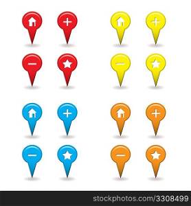 map pin icons with drop shadow ideal for satellite navigation