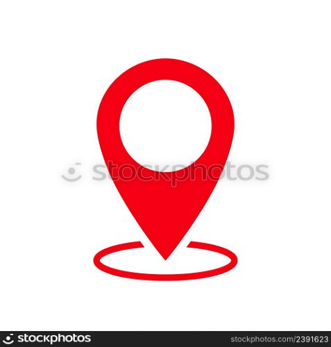Map pin. Map pin position. Location symbol. GPS icon with circle of place isolated on white background. Icons of gps point. Web pointer of destinations. Sign for road travel. Vector.