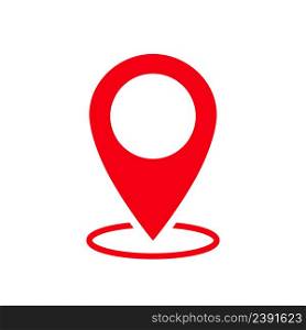Map pin. Map pin position. Location symbol. GPS icon with circle of place isolated on white background. Icons of gps point. Web pointer of destinations. Sign for road travel. Vector.