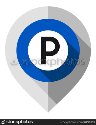 Map pin, Parking symbol, gps pointer folded from gray paper