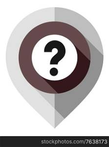 Map pin, question mark, gps pointer folded from gray paper