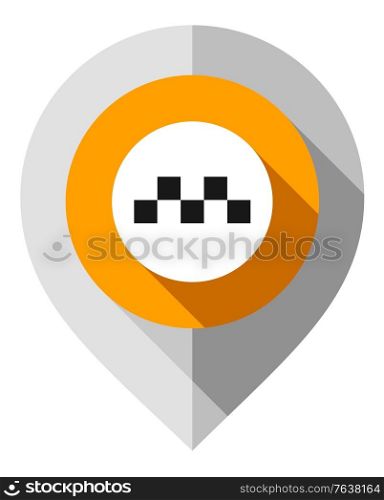 Map pin, symbol of taxi, gps pointer folded from gray paper