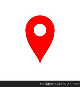 Map pin vector flat navigation icon, place pointer red gps symbol isolated illustration