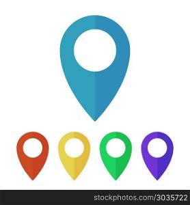 Map pins, pointers flat icons. Map pins, pointers flat icons. Sign for location map, web button or marker for navigation gps, vector illustration