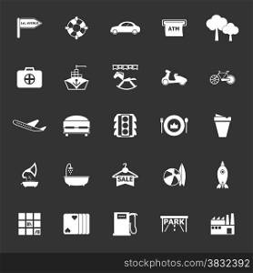 Map place icons on gray background, stock vector