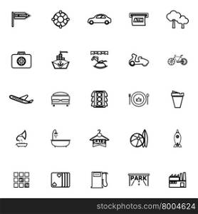 Map place line icons on white background, stock vector