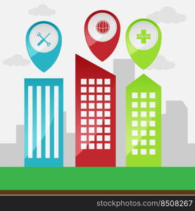 Map pointer GPS application user interface directional vector image design illustratin