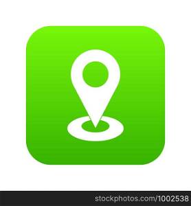 Map pointer icon digital green for any design isolated on white vector illustration. Map pointer icon digital green