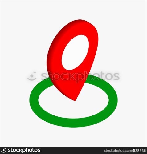 Map pointer icon in isometric 3d style on a white background. Map pointer icon, isometric 3d style