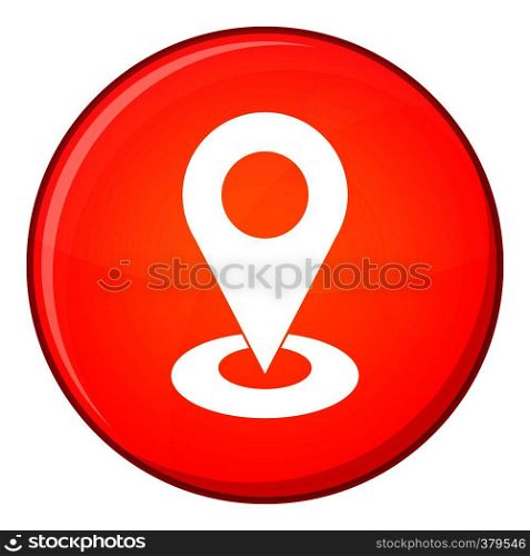 Map pointer icon in red circle isolated on white background vector illustration. Map pointer icon, flat style