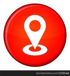 Map pointer icon in red circle isolated on white background vector illustration. Map pointer icon, flat style
