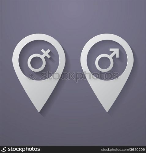 Map Pointer Icon with Male and Female symbols