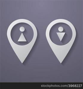 Map Pointer Icon with Male and Female symbols