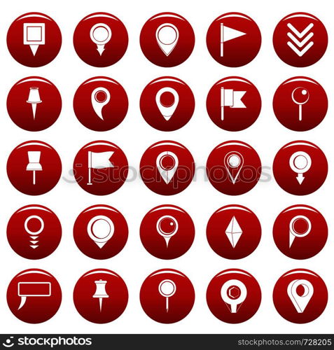 Map pointer icons set. Simple illustration of 25 map pointer vector icons red isolated. Map pointer icons set vetor red