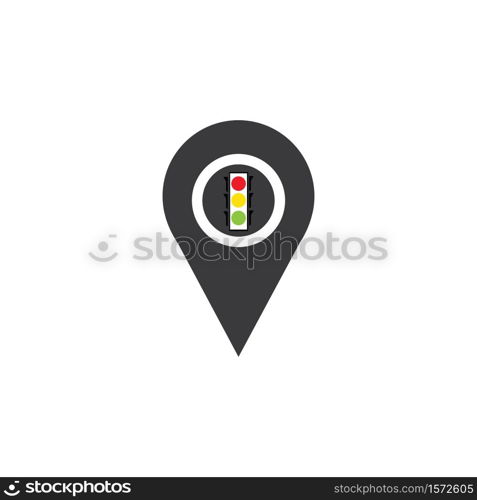 map pointer Traffic light signal - vector icon