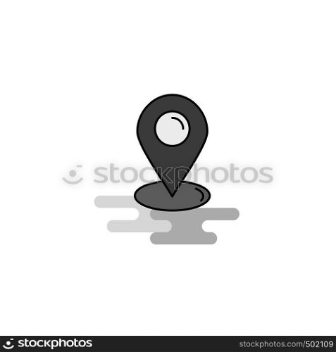 Map pointer Web Icon. Flat Line Filled Gray Icon Vector