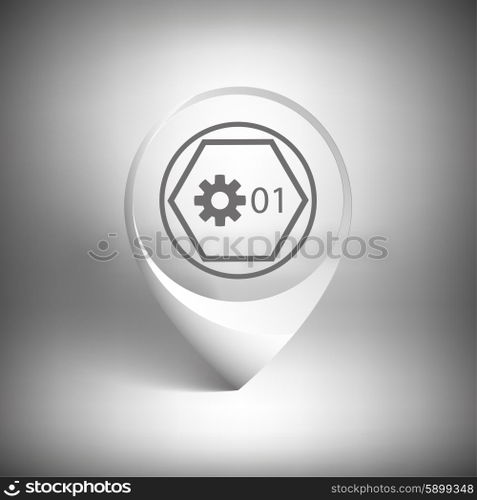 Map pointer. White icon template on gray background. Map pointer. White icon template vector