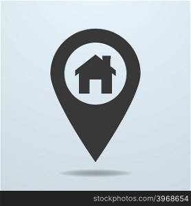 Map pointer with a home symbol
