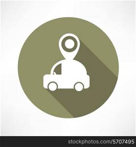 Map pointer with car icon Flat modern style vector illustration