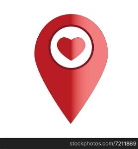 map pointer with heart icon on white background. flat style. love location icon for your web site design, logo, app, UI. location pin symbol. map point sign.