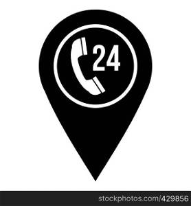 Map pointer with phone handset sign icon. Simple illustration of map pointer with phone handset vector icon for web. Map pointer with phone handset icon, simple style