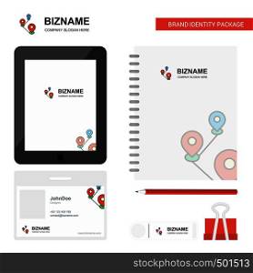 Map route Business Logo, Tab App, Diary PVC Employee Card and USB Brand Stationary Package Design Vector Template