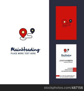 Map route Creative Logo and business card. vertical Design Vector