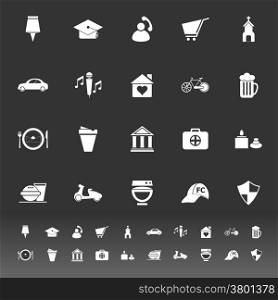 Map sign and symbol icons on gray background, stock vector